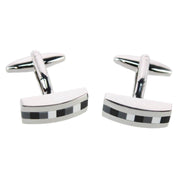 Harris Silver with Black & Grey Gradiant Stone Cufflinks