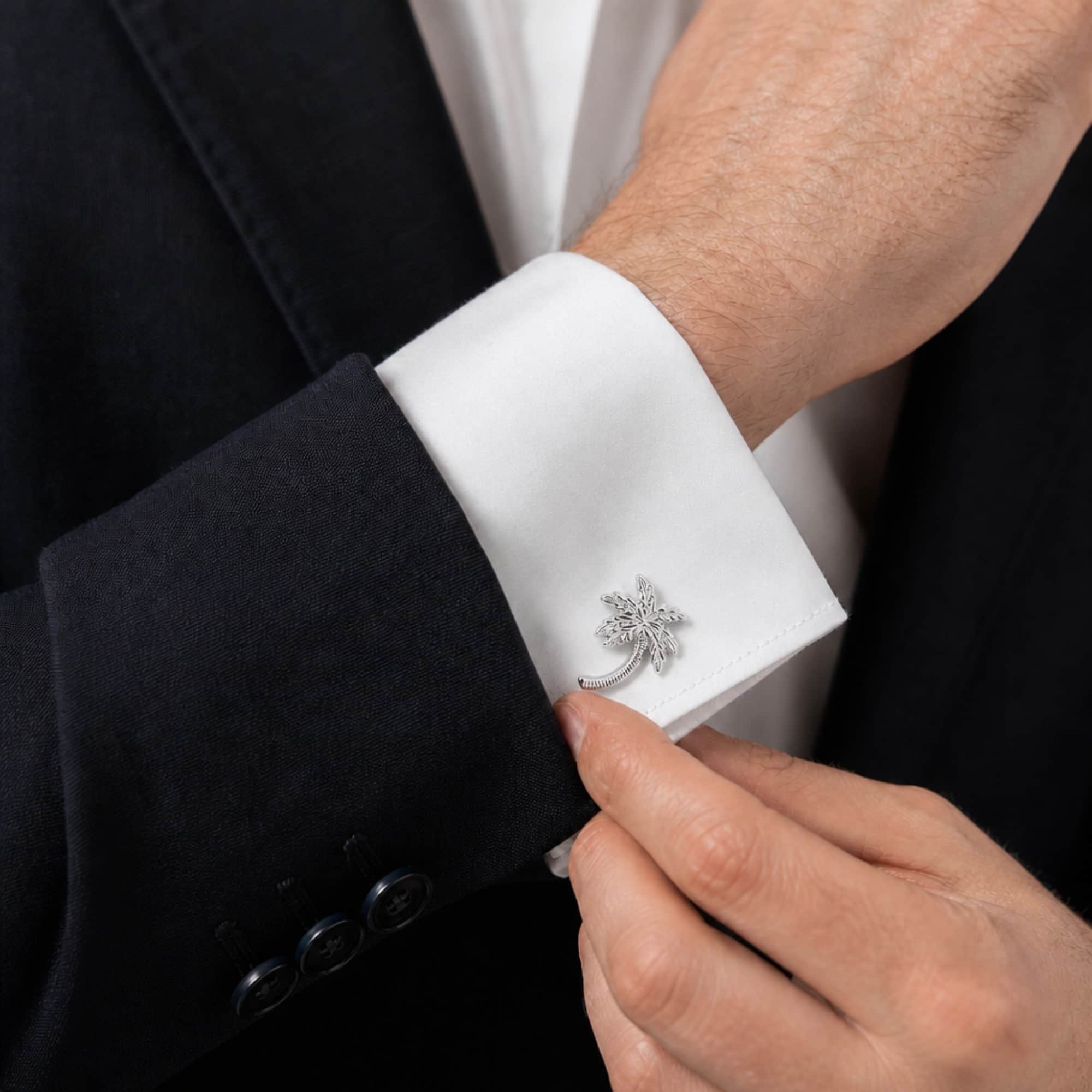 The Palm Court Palm Tree Cufflinks - Silver
