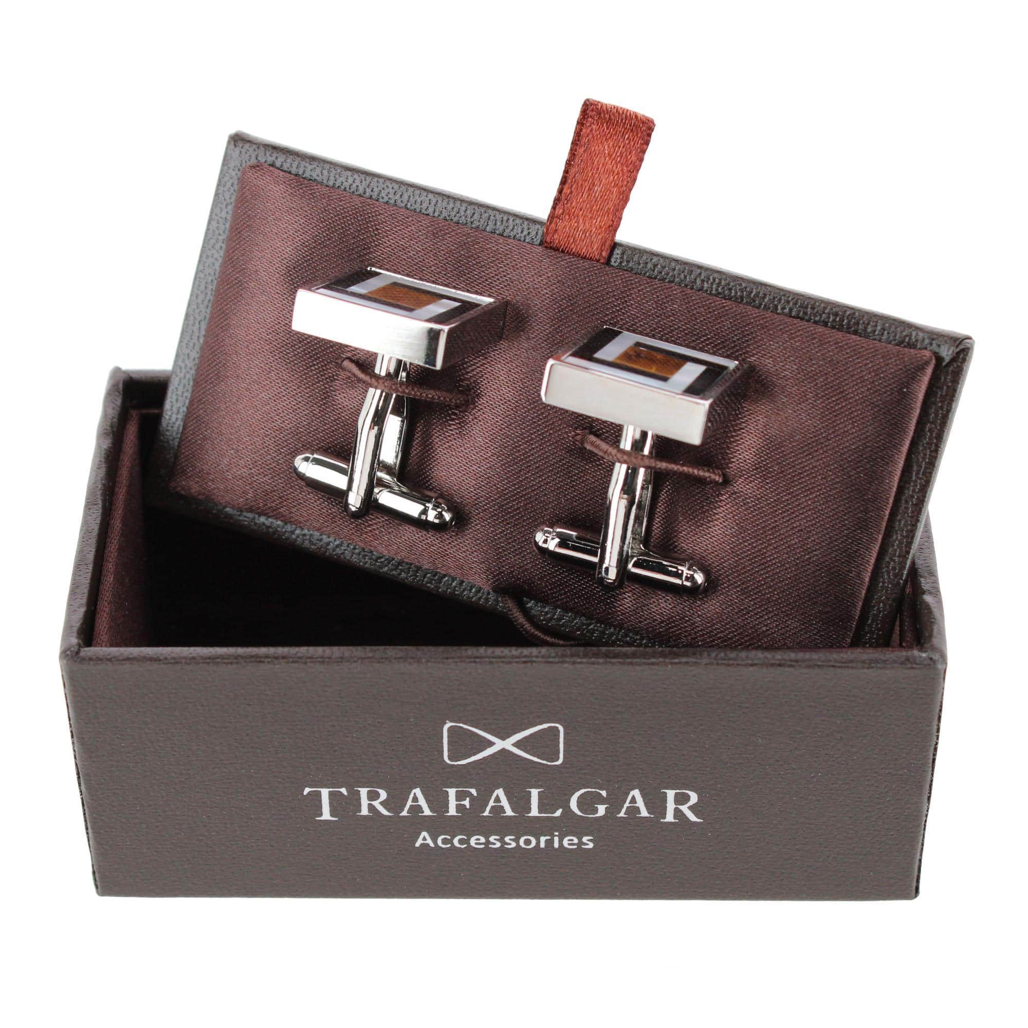 Dallas Square Joint Stone Cufflinks (1 Pair) - Silver
