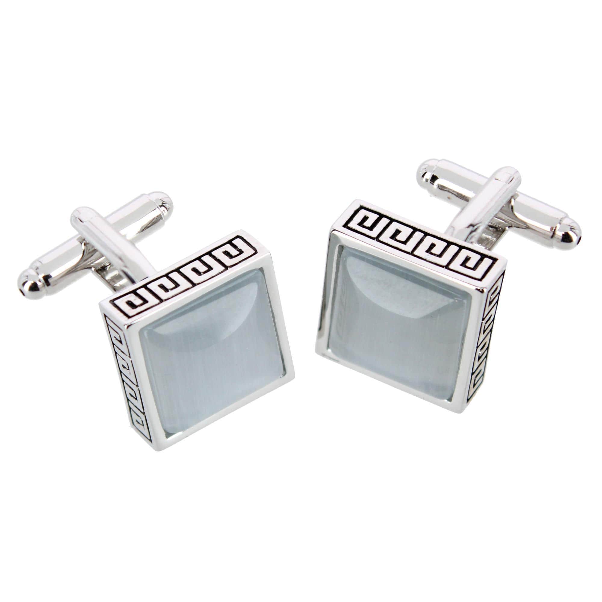 Langford Square Opal Stone Filigree Edged Cufflinks (1 Pair)
