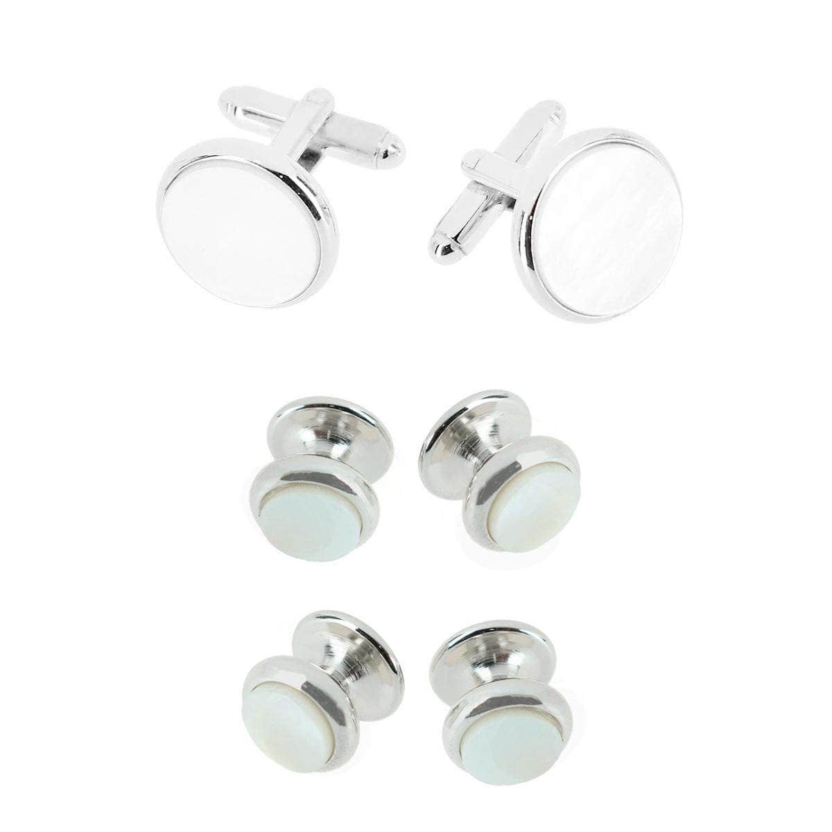 Sutton Mother of Pearl Formal Set (Cufflinks & Tuxedo Studs) - Rhodium with Mother of Pearl