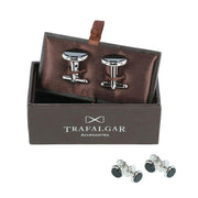 Rhodium and Genuine Onyx