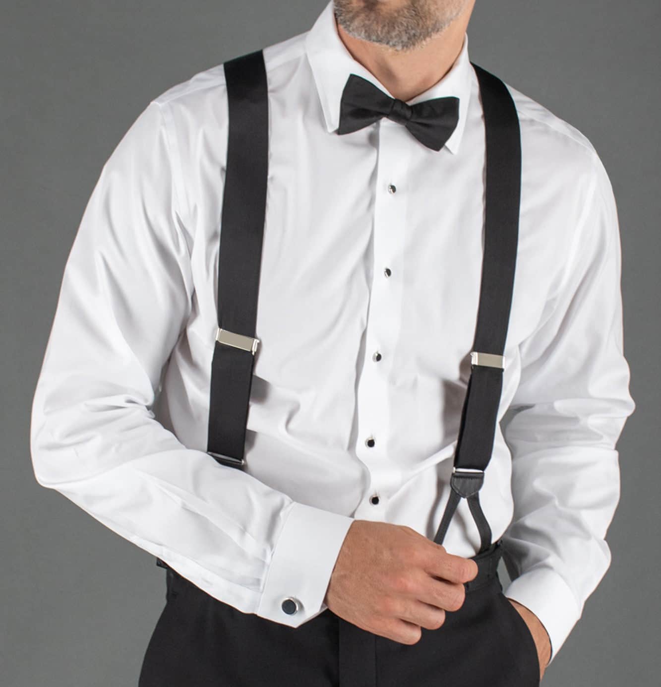 Sutton Genuine Onyx Formal Set (Cufflinks & Tuxedo Studs) - Rhodium and Genuine Onyx