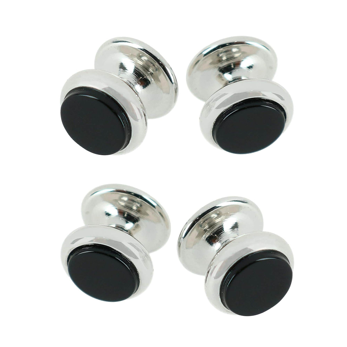 Sutton Tuxedo Stud Set Genuine Onyx (4 piece set) - Rhodium with Genuine Onyx