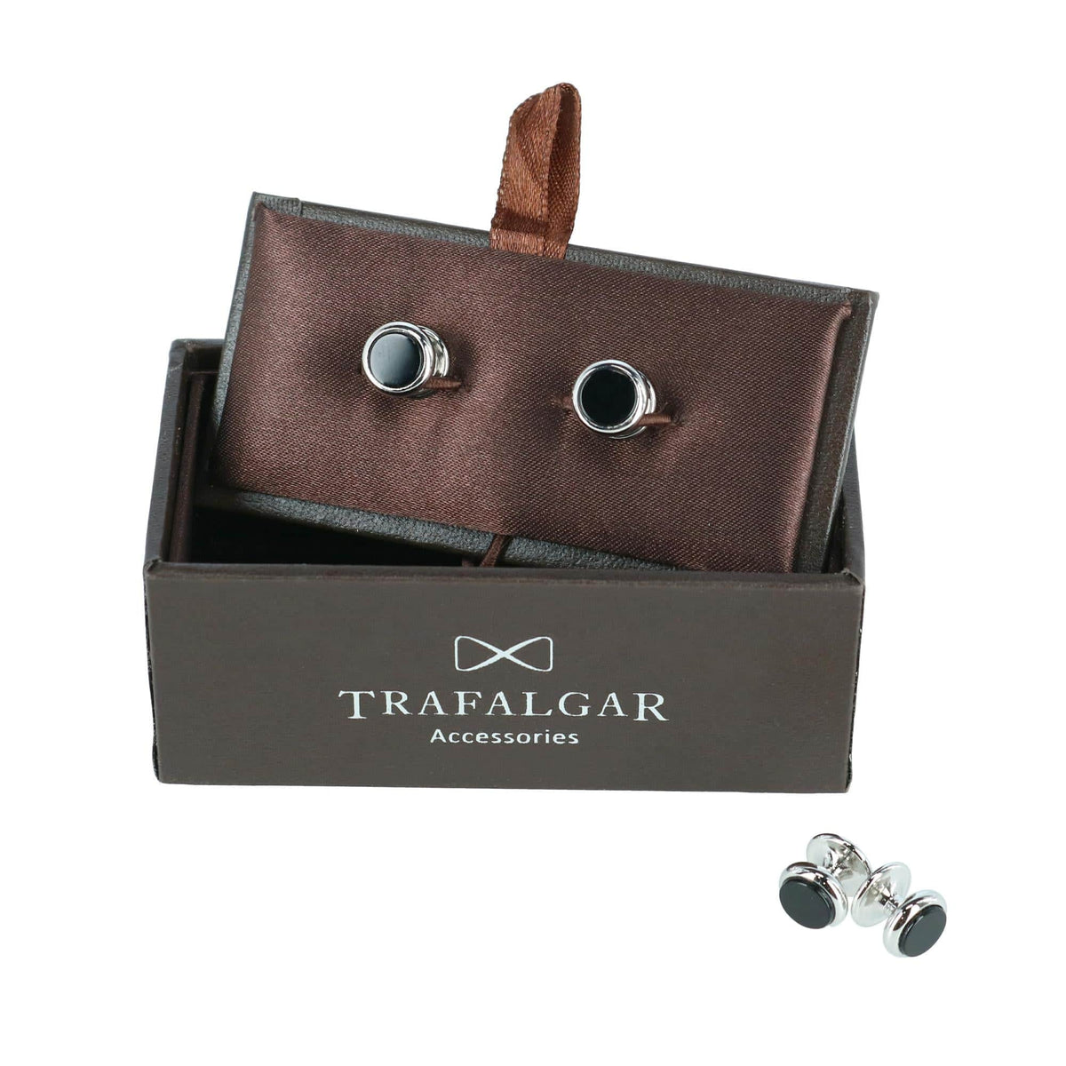 Sutton Tuxedo Stud Set Genuine Onyx (4 piece set) - Rhodium with Genuine Onyx