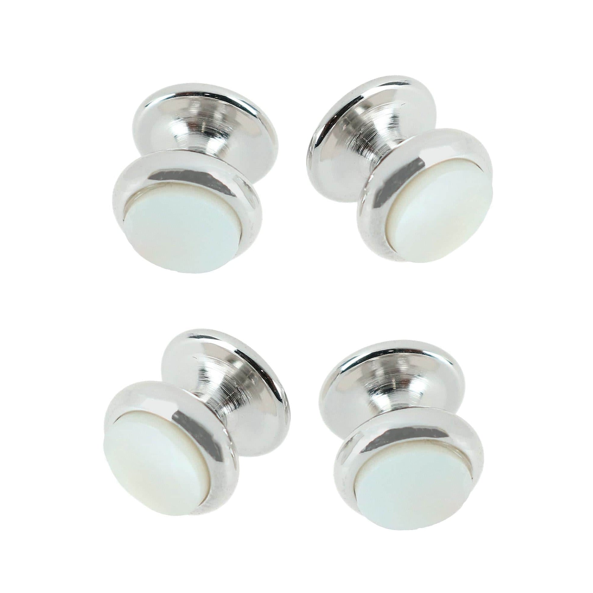 Sutton Mother of Pearl Rhodium Tuxedo Stud Set (4 Pieces) - Rhodium with Mother of Pearl