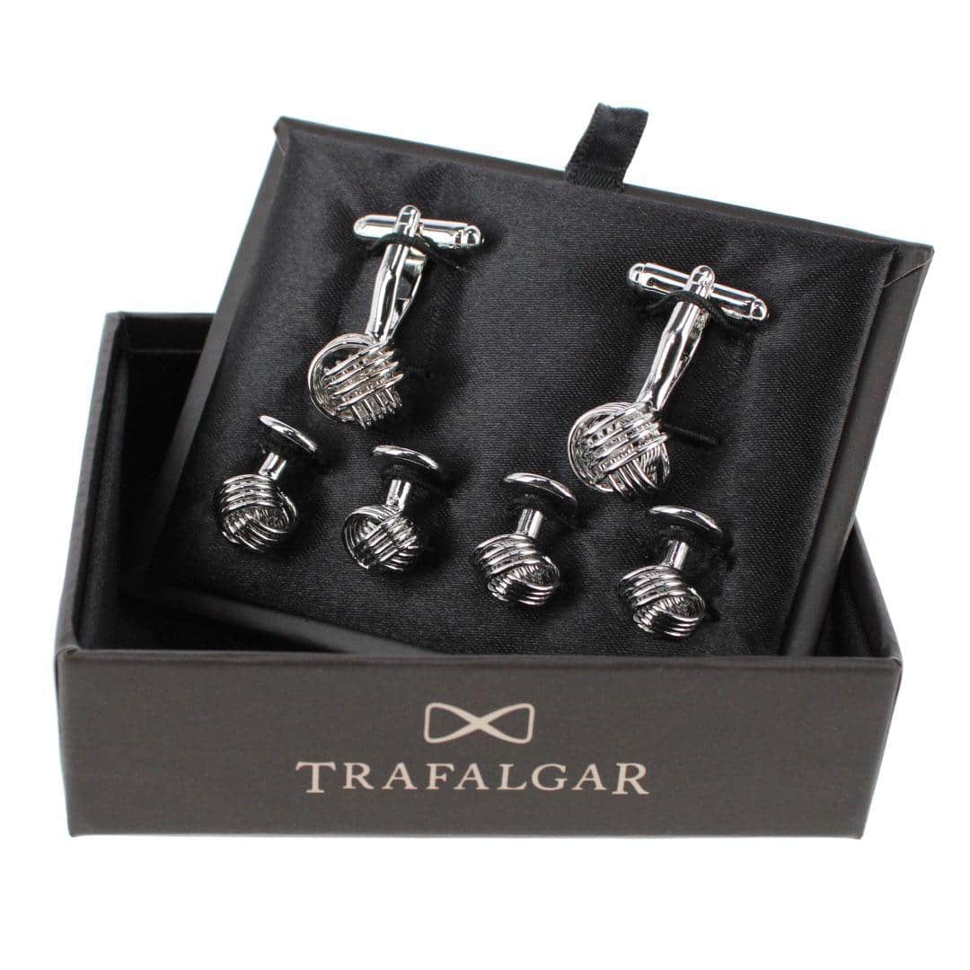 Kenneth Knot Formal Set (2 Cuffs + 4 Studs) - Silver