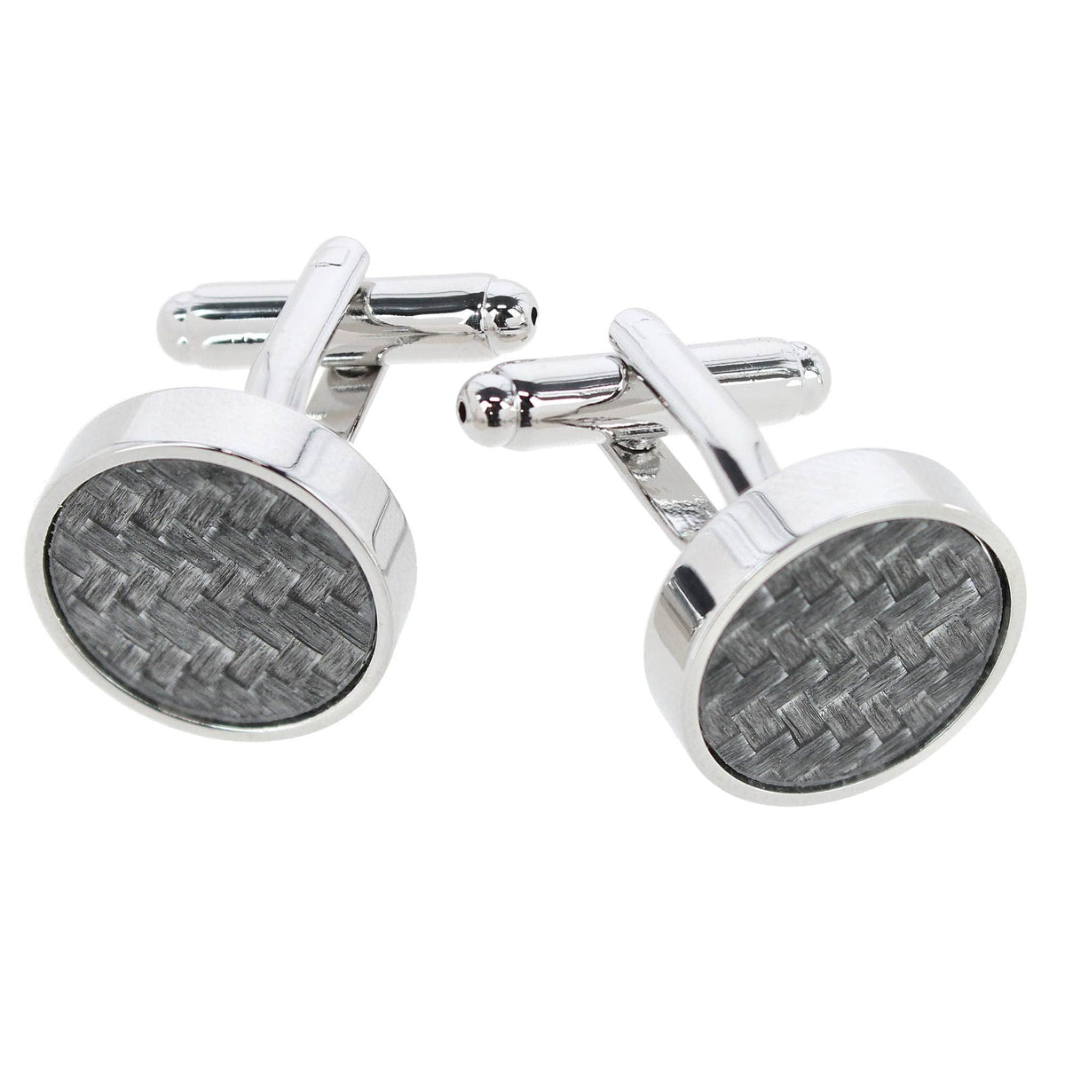 Christos Carbon Fiber Classy Formal Set (2 Cuffs & 4 Studs) - Silver