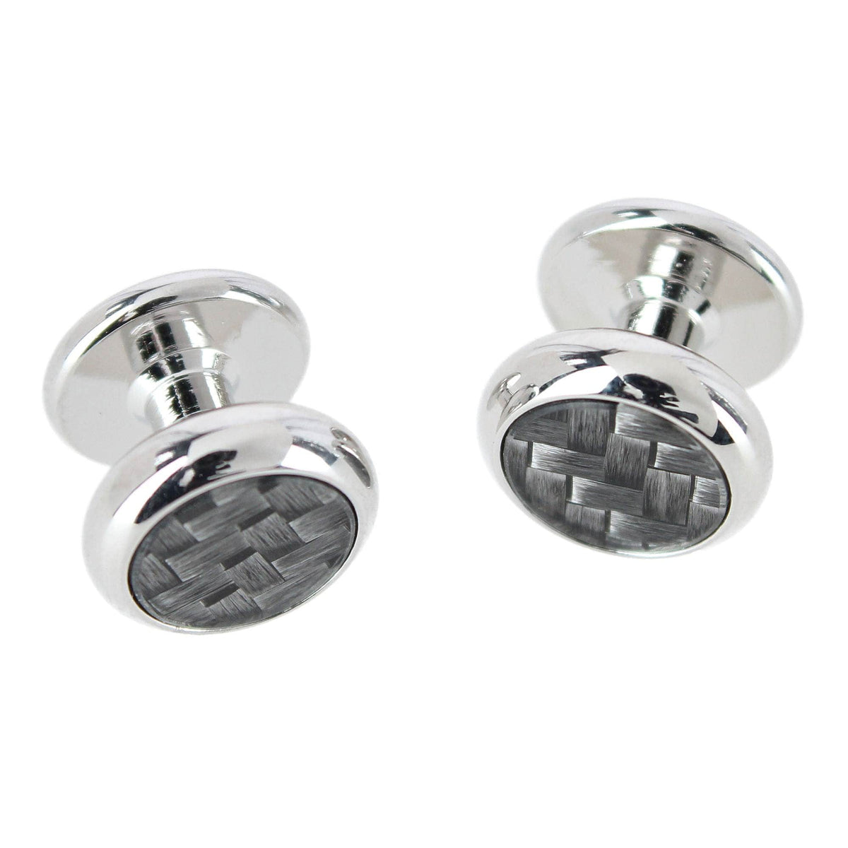 Christos Carbon Fiber Classy Formal Set (2 Cuffs & 4 Studs) - Silver