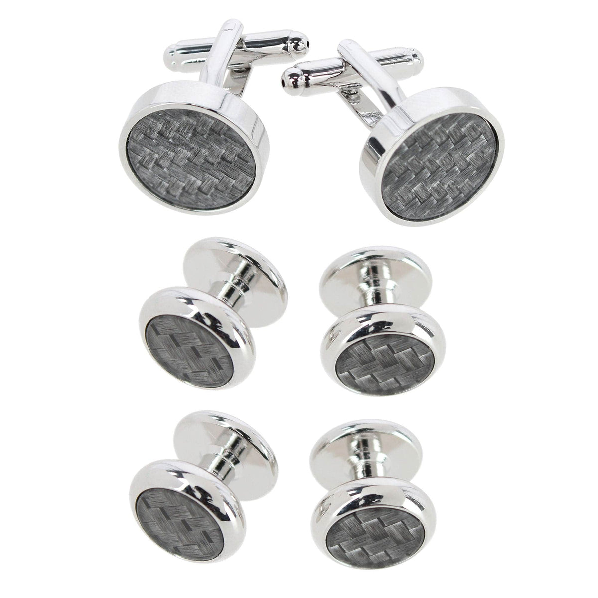 Christos Carbon Fiber Classy Formal Set (2 Cuffs & 4 Studs)