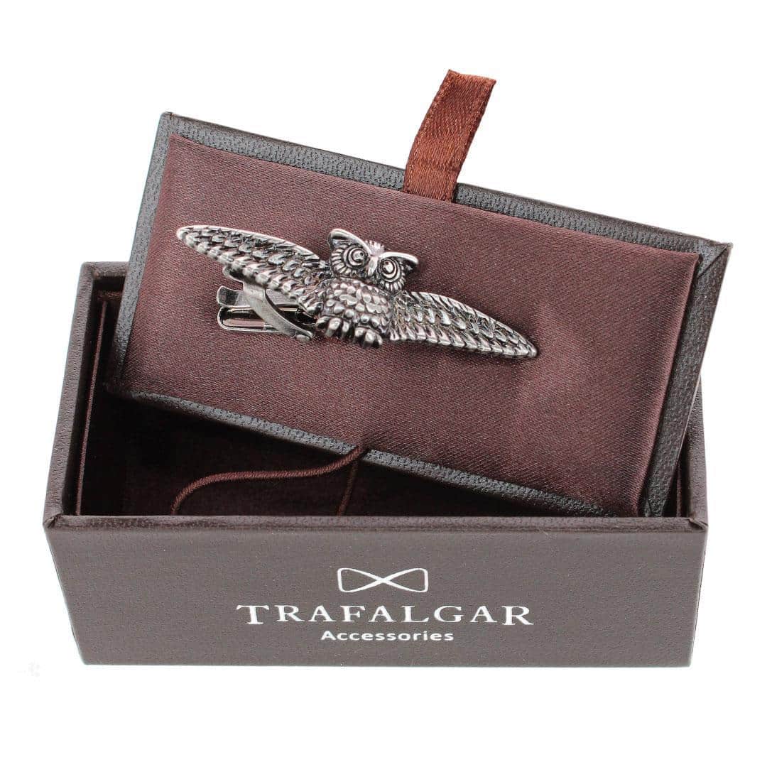 Majestic Owl Antique Silver Tie Bar - Antique Silver