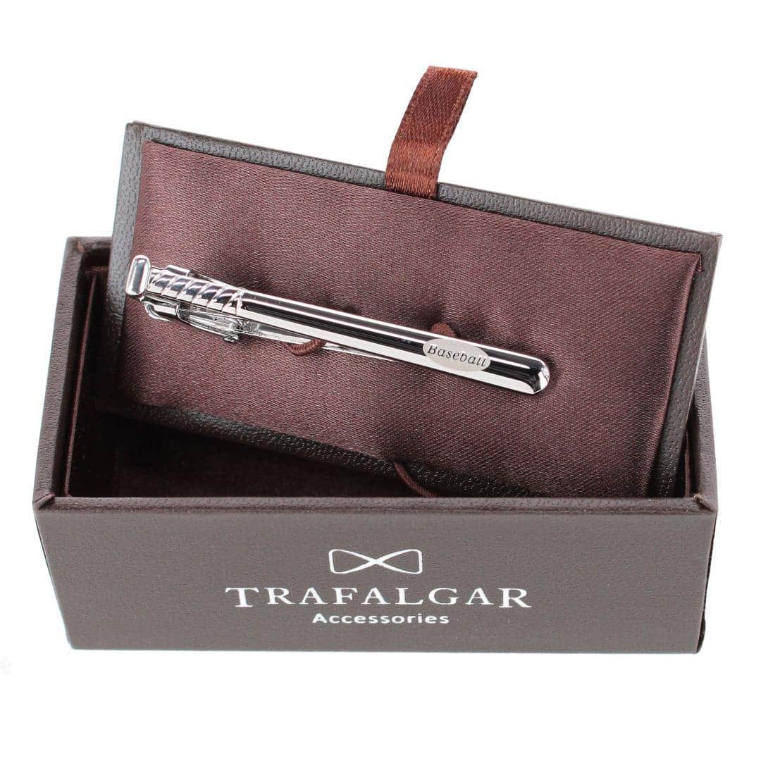 Home Run Baseball Bat Silver Tie Bar - Antique Silver
