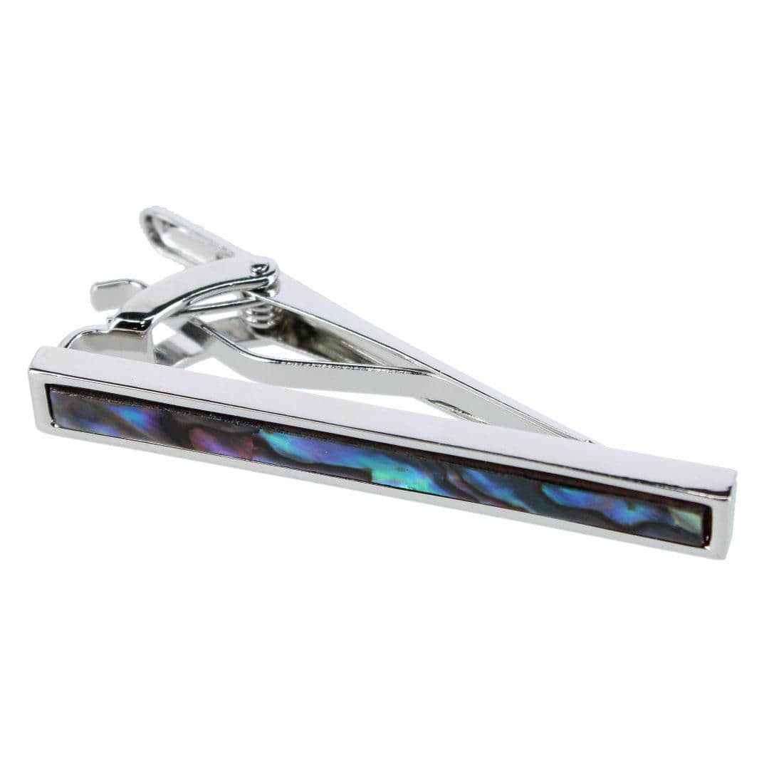 Mother of Pearl Stately Silver Tie Bar - Silver