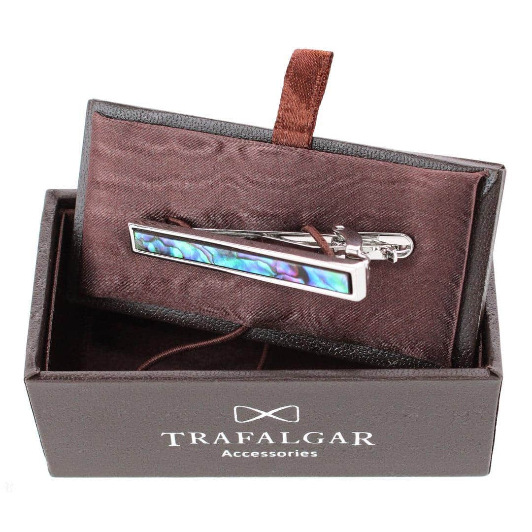 Mother of Pearl Stately Silver Tie Bar - Silver