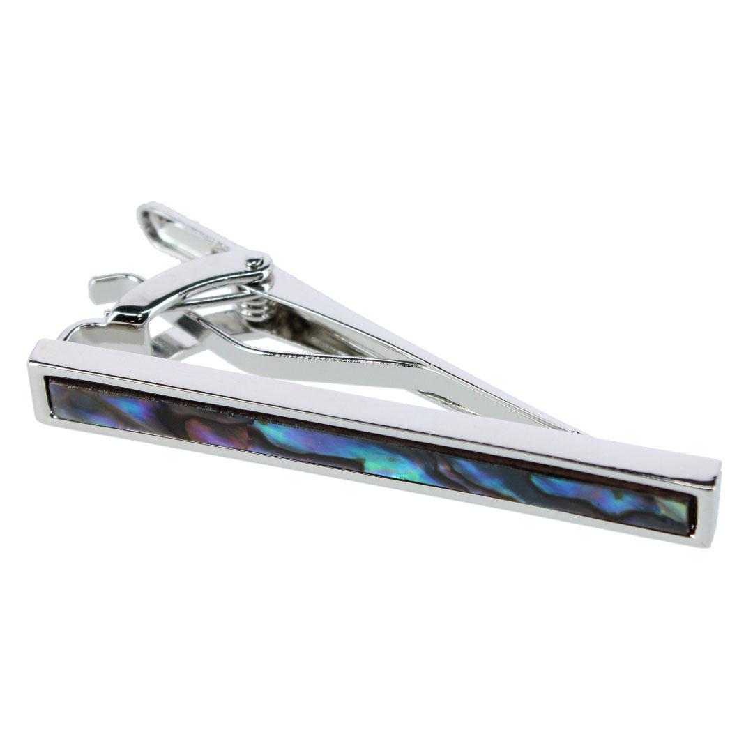 Mother of Pearl Stately Silver Tie Bar