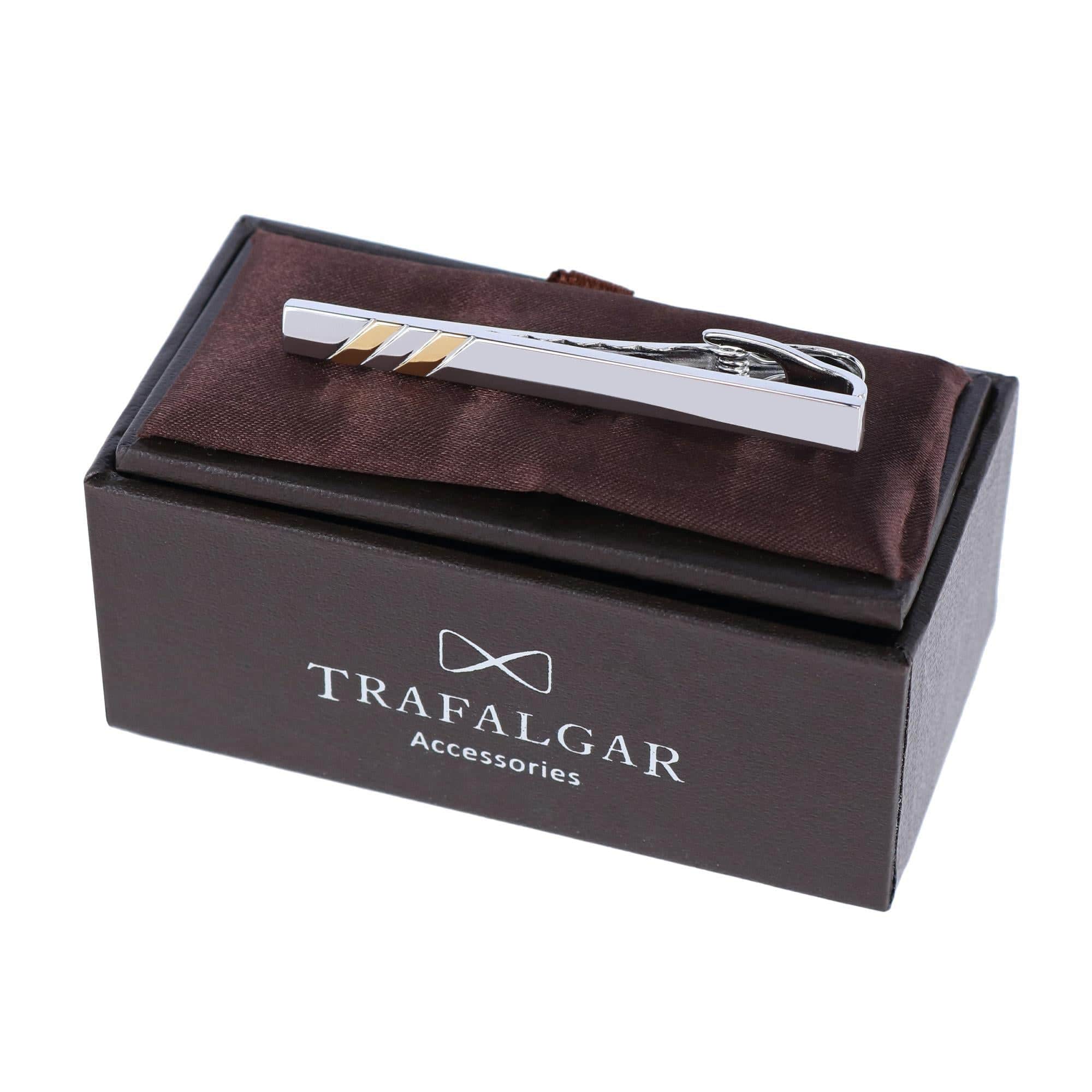 Rhodium and Gold Detailed Tie Bar - Silver and Gold