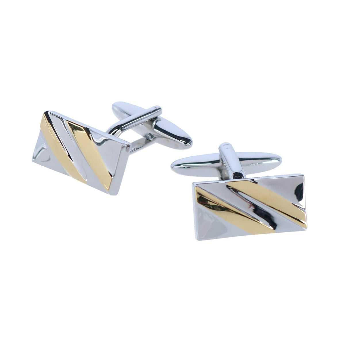 Rhodium and Gold Detailed Cufflinks - Silver and Gold