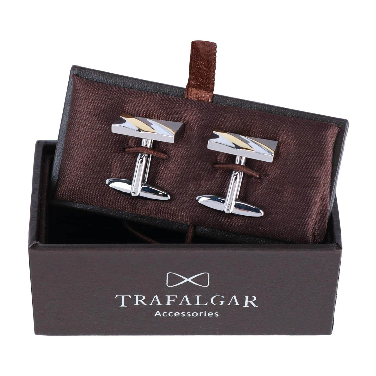 Rhodium and Gold Detailed Cufflinks - Silver and Gold