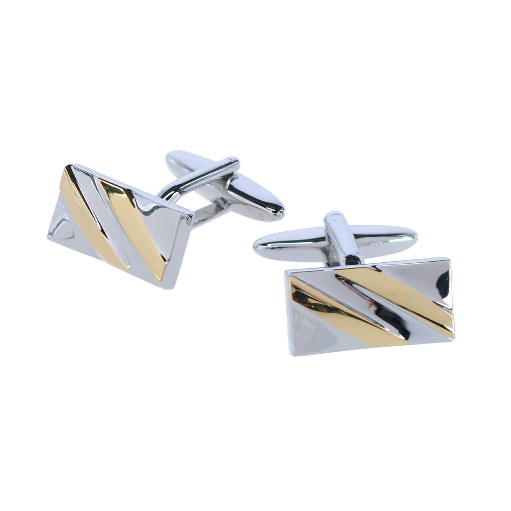 Rhodium and Gold Cufflinks and Mid-Calf Awareness Socks - Silver