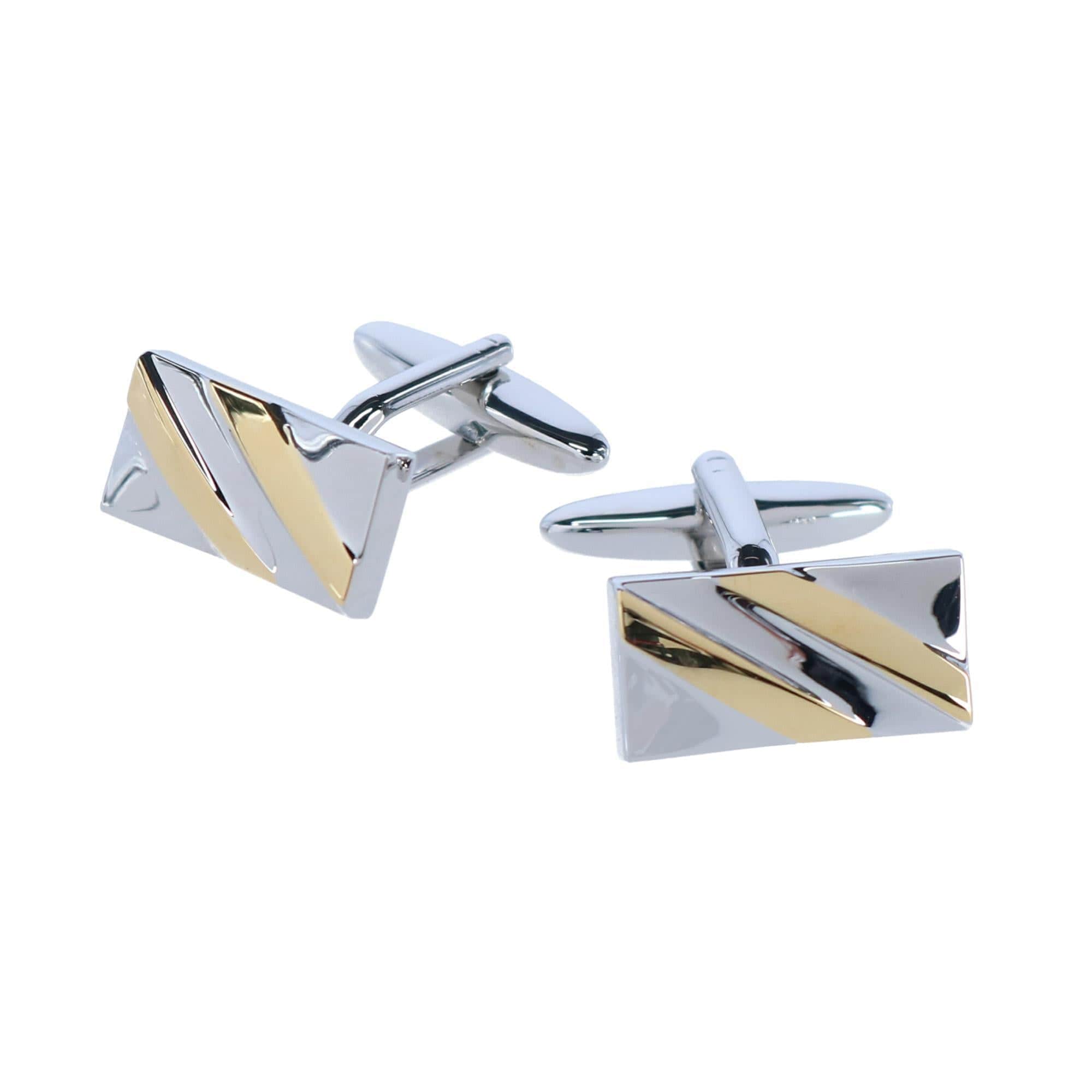 Rhodium and Gold Cufflinks and Mid-Calf Awareness Socks - Silver