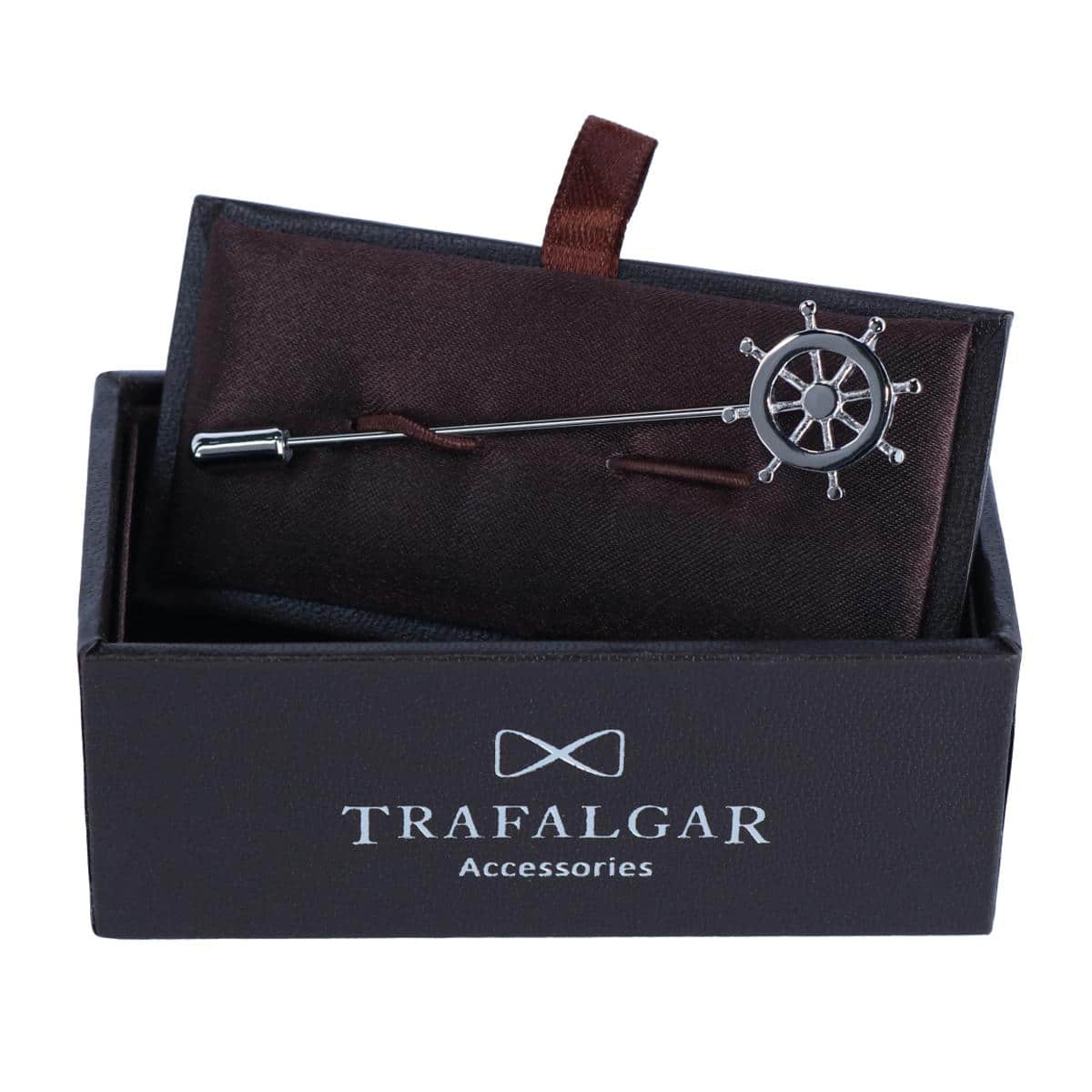 The Skipper Helm Novelty Lapel Pin - Silver
