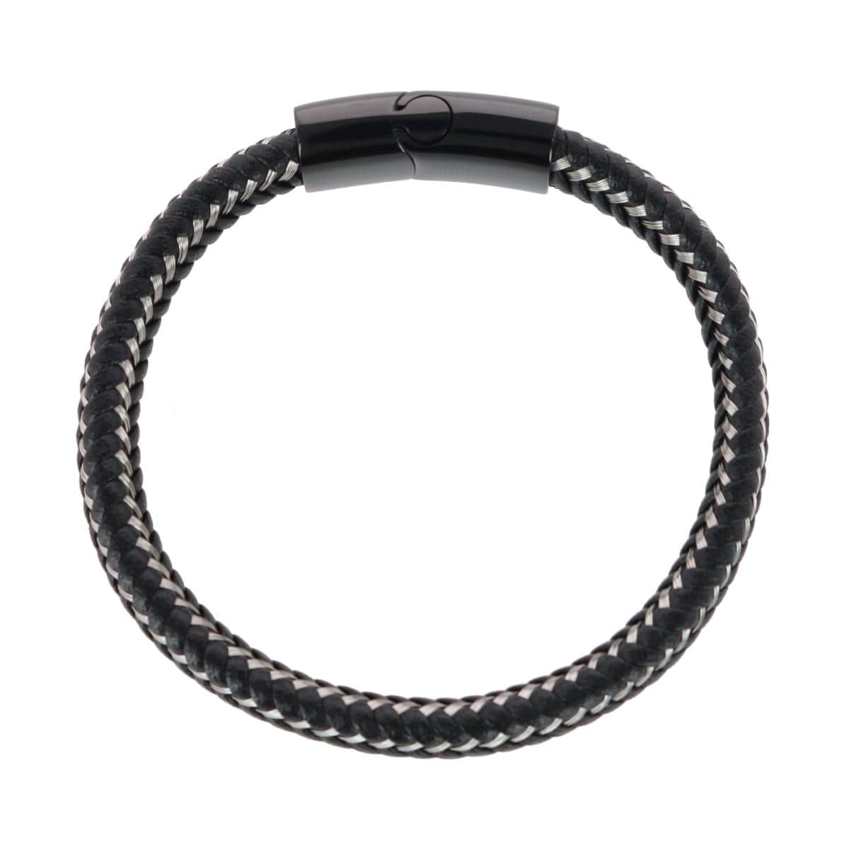 Esteban Black and Silver Braided Bracelet - Black