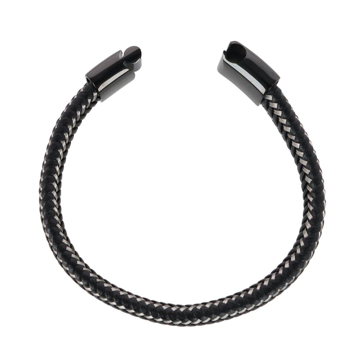 Esteban Black and Silver Braided Bracelet - Black