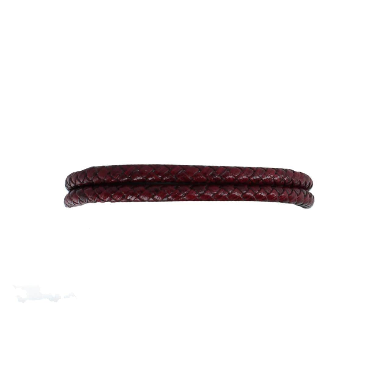Loose Fit Caleb's Crimson Braided Leather Secure Clasp Bracelet - Crimson Red