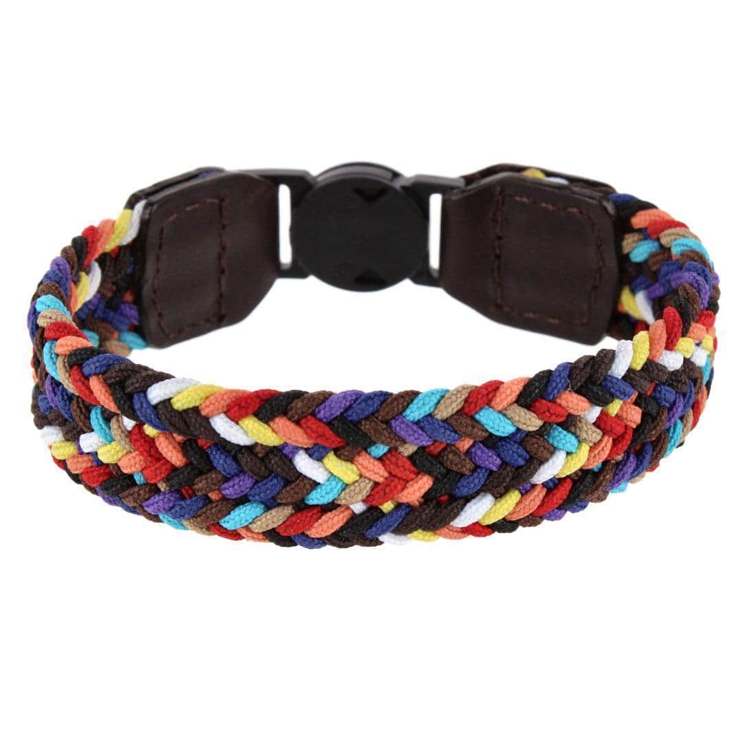 Rayden 18mm Mixed Colors Braided Golf Bracelet - Blue with Multi Colored Diamonds