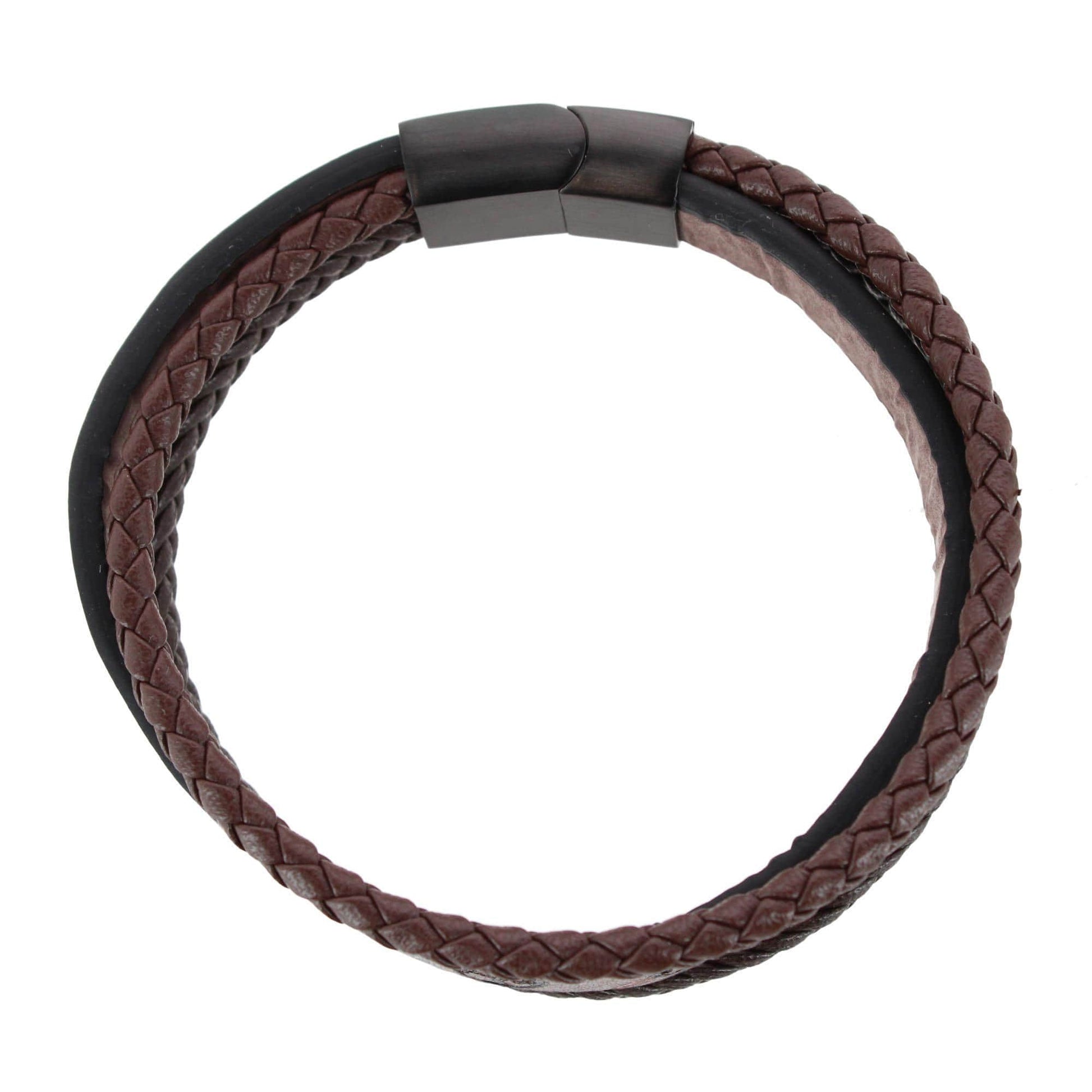 Heritage Oak Tree Leather Tri-Stranded Leather Bracelet - Brown