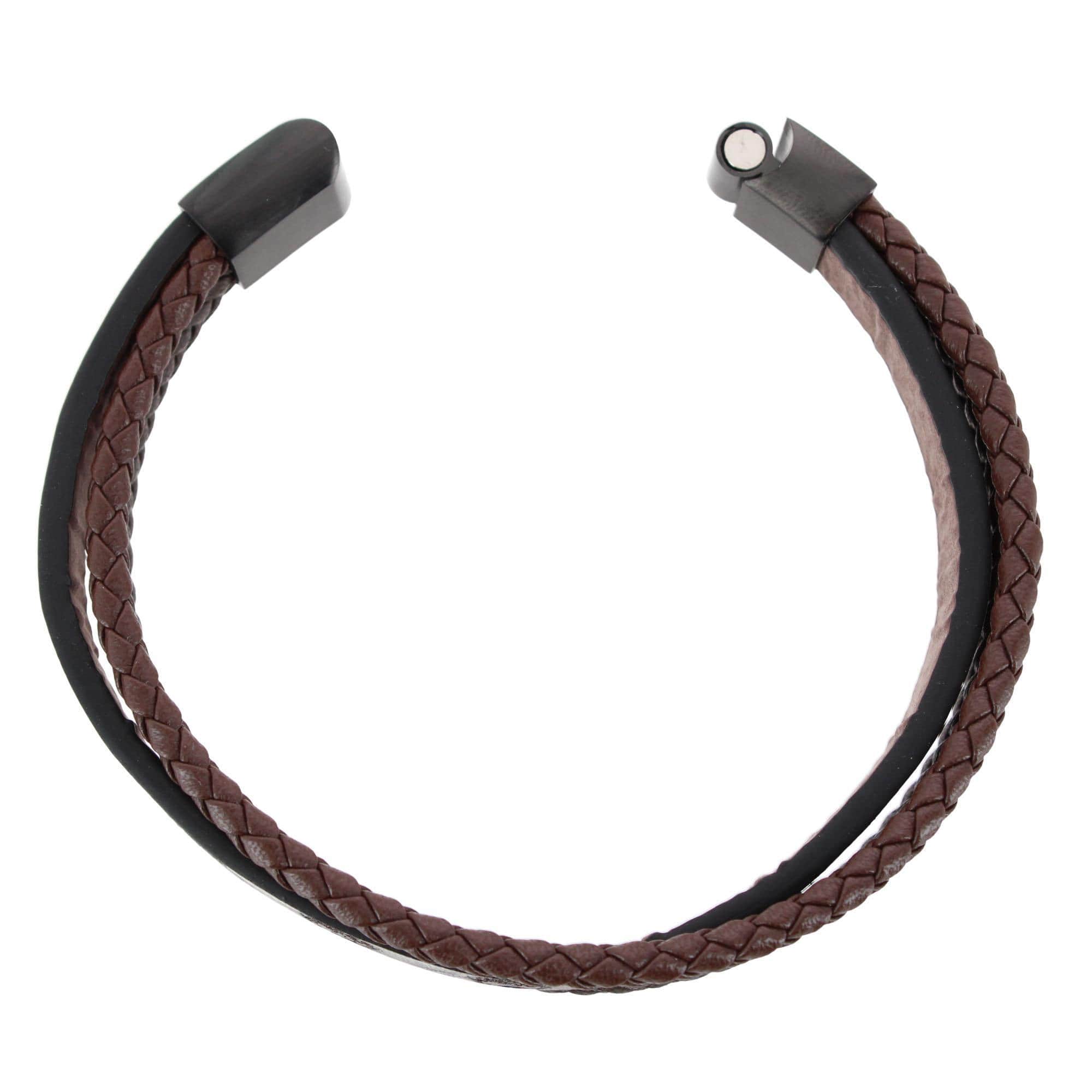 Heritage Oak Tree Leather Tri-Stranded Leather Bracelet - Brown