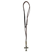 Manu Cross and Bead Leather Adjustable Necklace