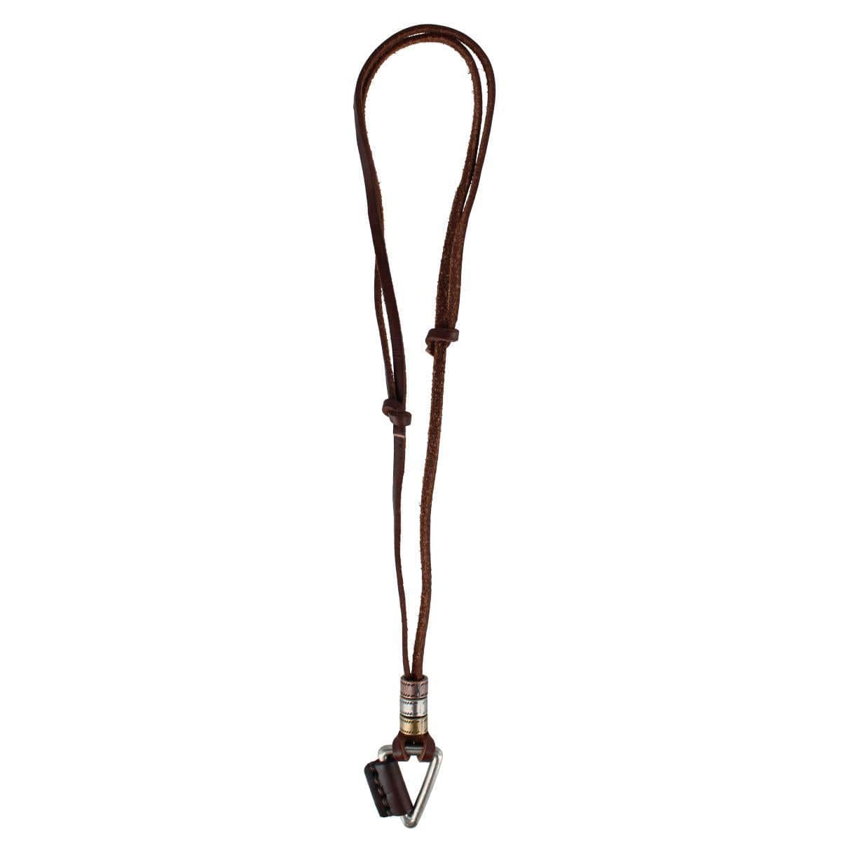 Gable Triangle and Beaded Leather Adustable Necklace - Brown