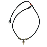 Cheyenne Tribal Triangle and Beaded Vegan Leather Adjustable Necklace