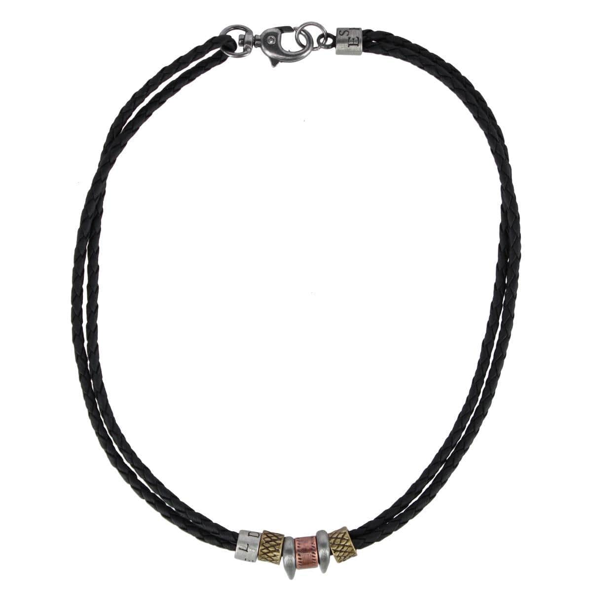Nasher Vegan Leather Beaded Necklace - Black