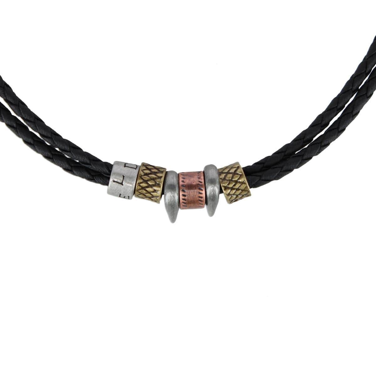 Nasher Vegan Leather Beaded Necklace - Black