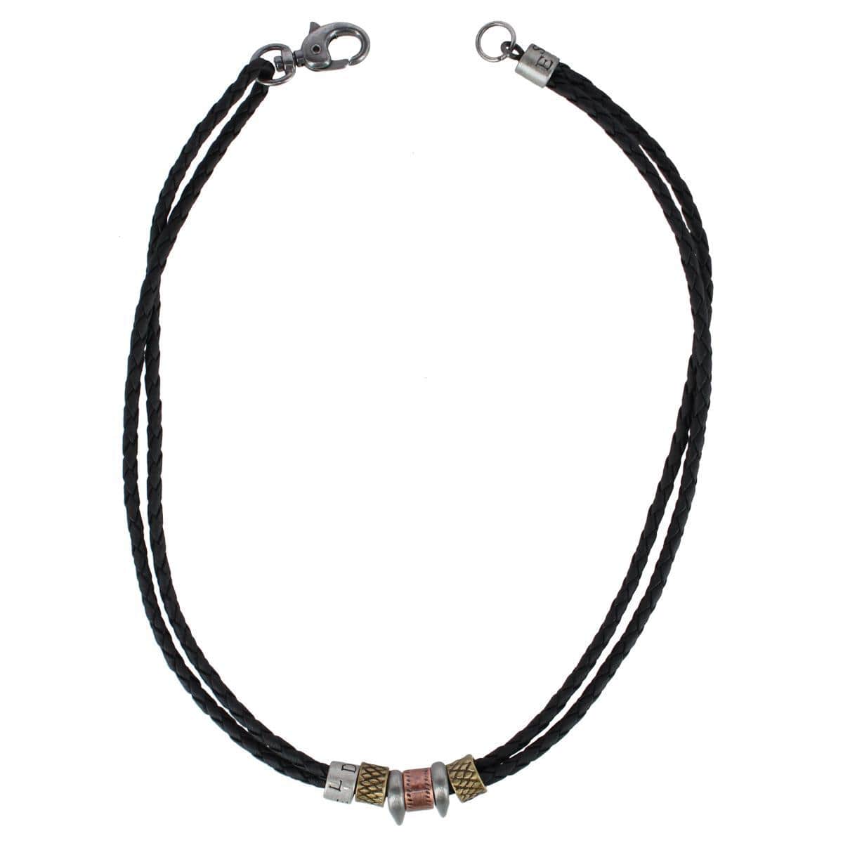 Nasher Vegan Leather Beaded Necklace - Black