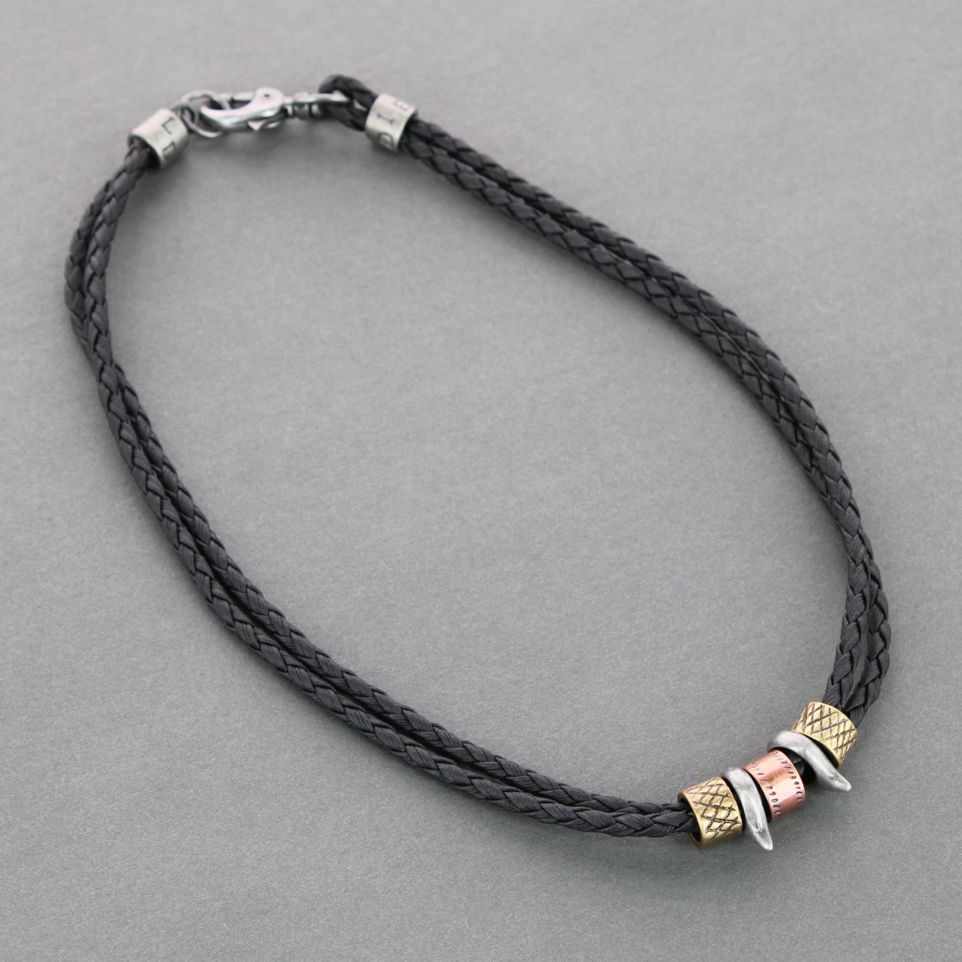 Nasher Vegan Leather Beaded Necklace - Black