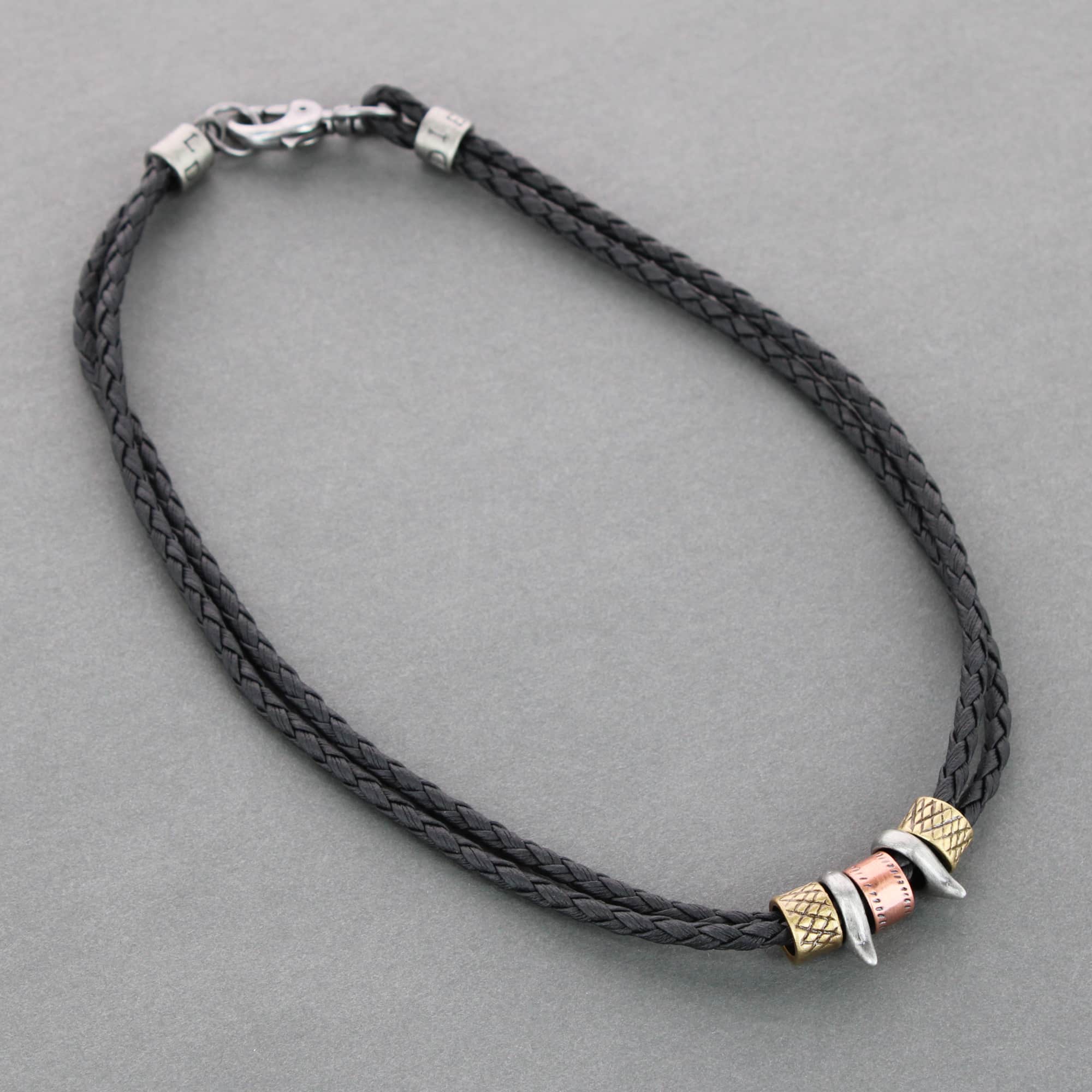 Nasher Vegan Leather Beaded Necklace - Black