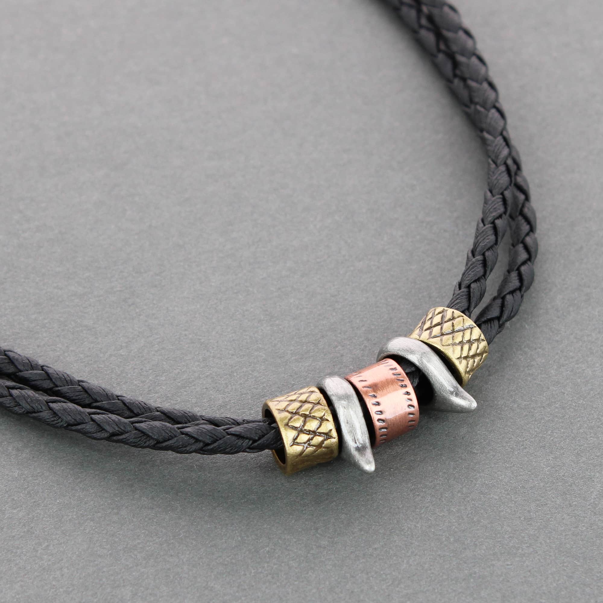 Nasher Vegan Leather Beaded Necklace - Black