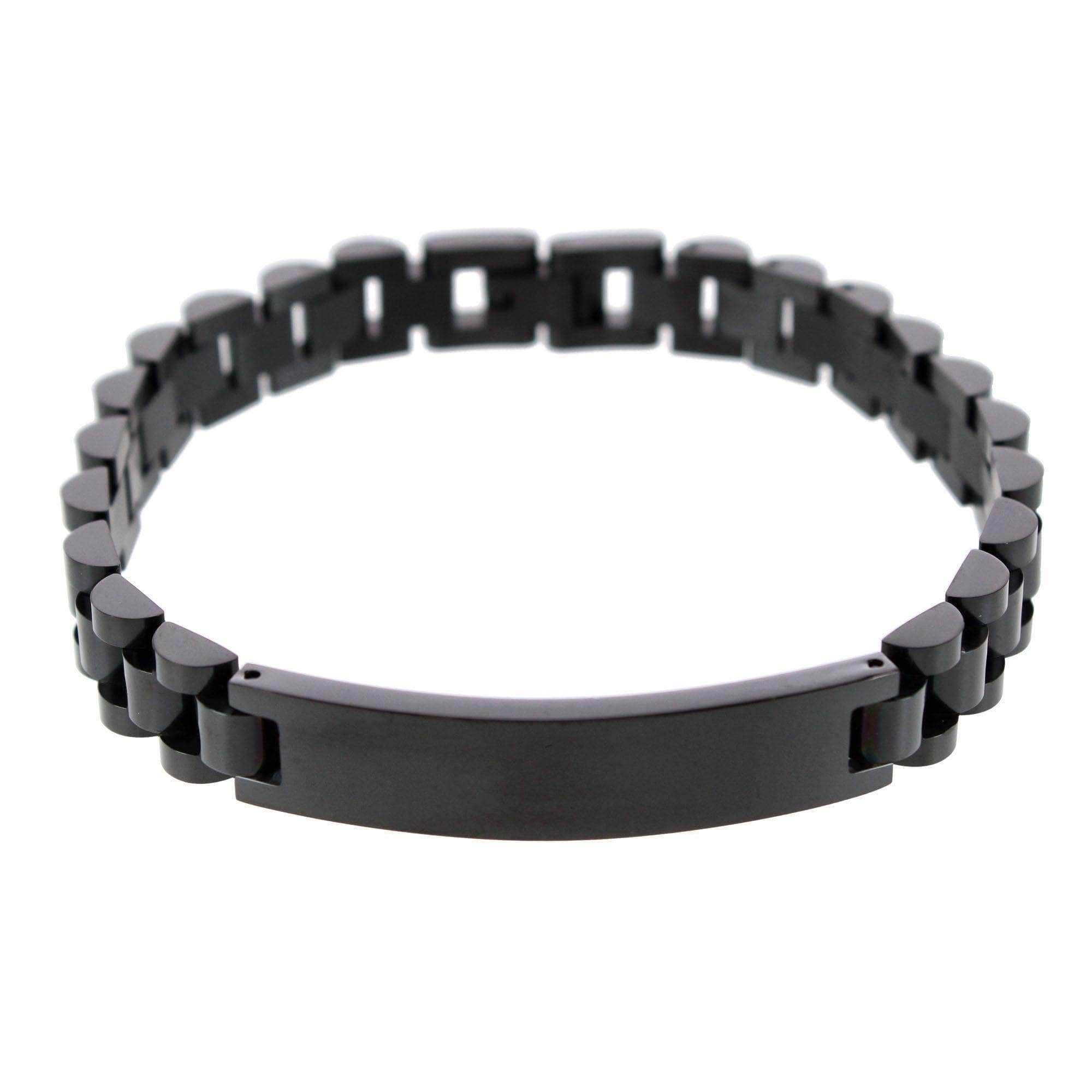 Signet ID Metal Link Bracelet - Black