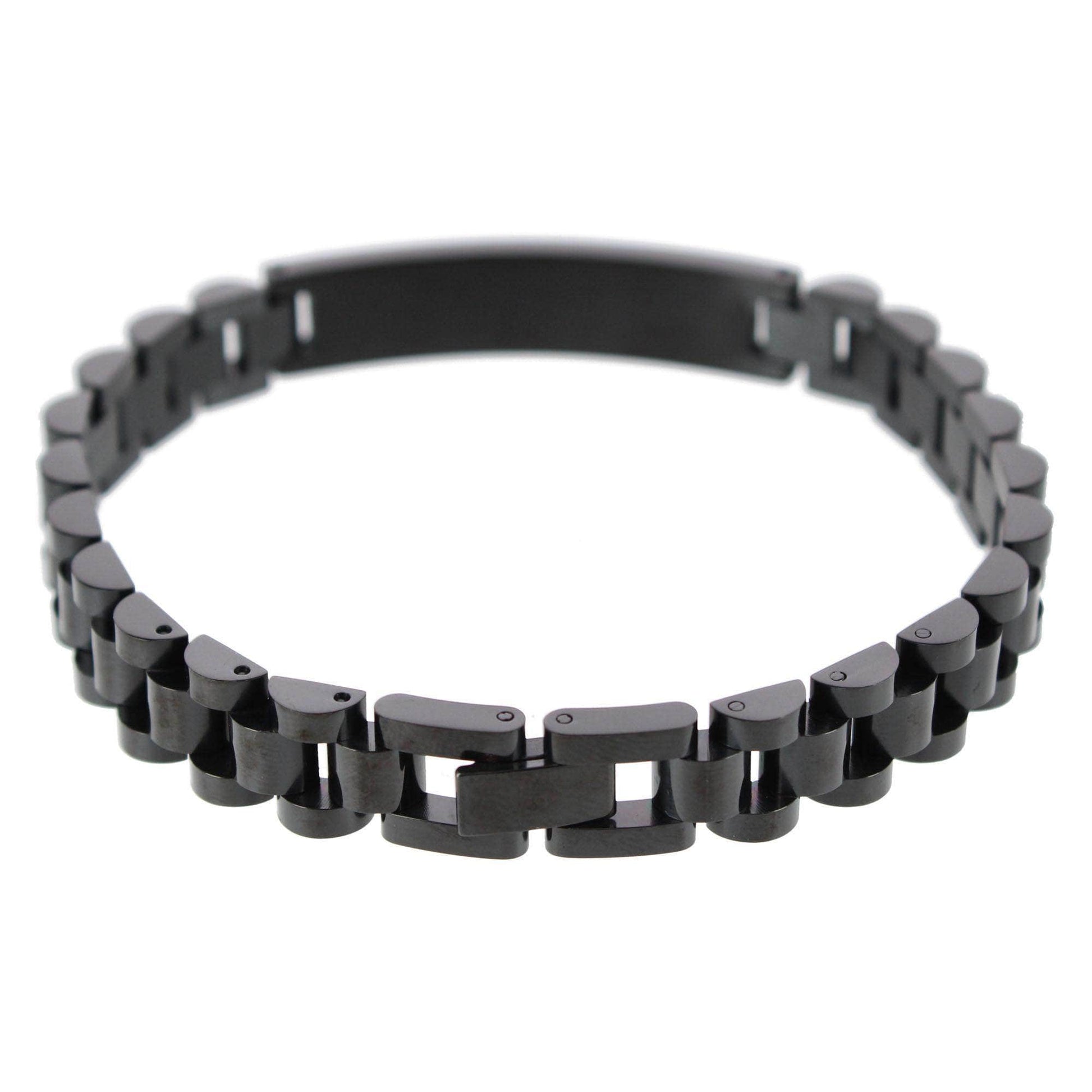 Signet ID Metal Link Bracelet - Black
