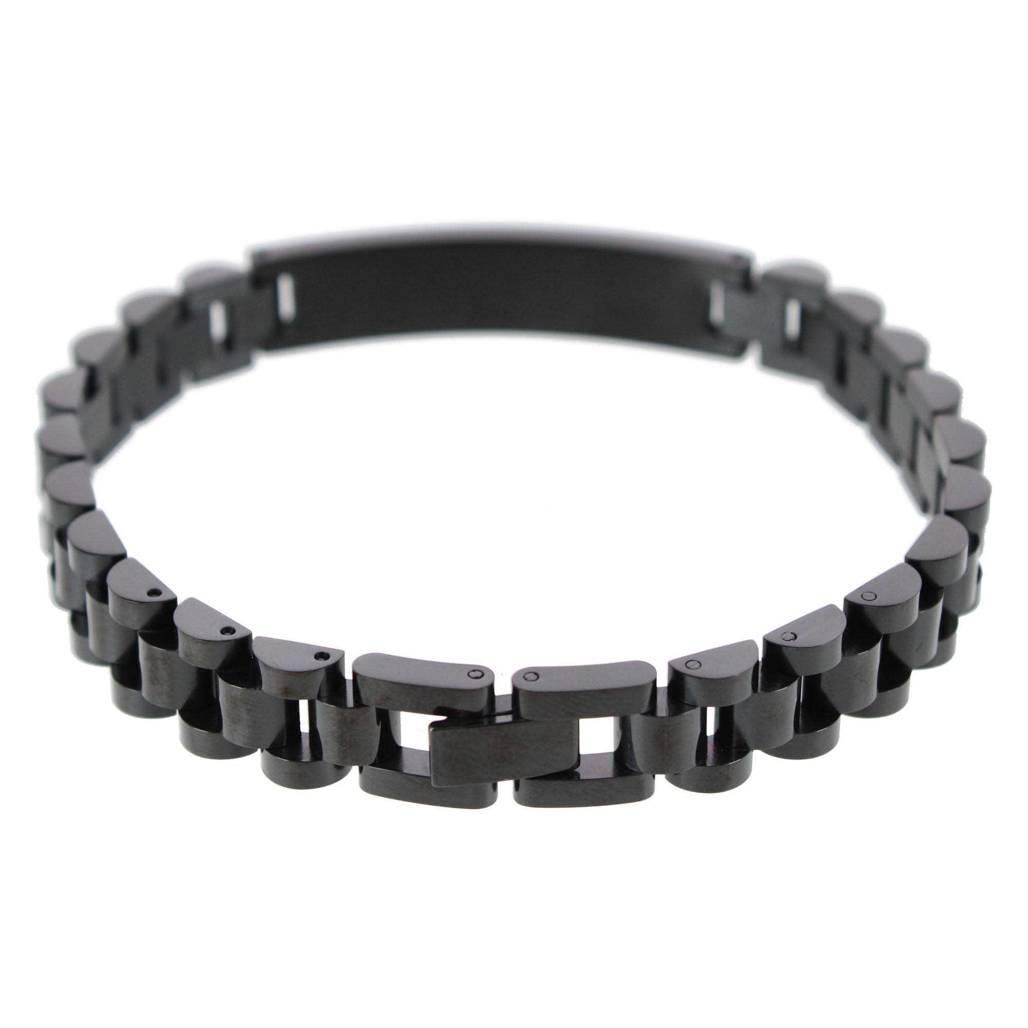 Signet ID Metal Link Bracelet - Black