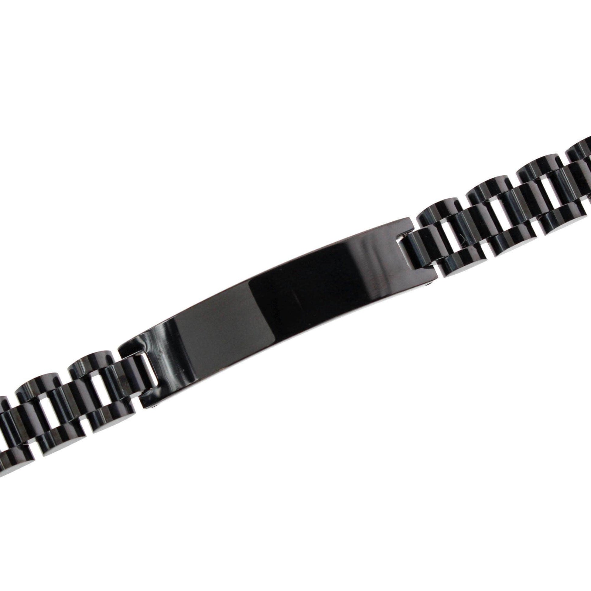 Signet ID Metal Link Bracelet - Black