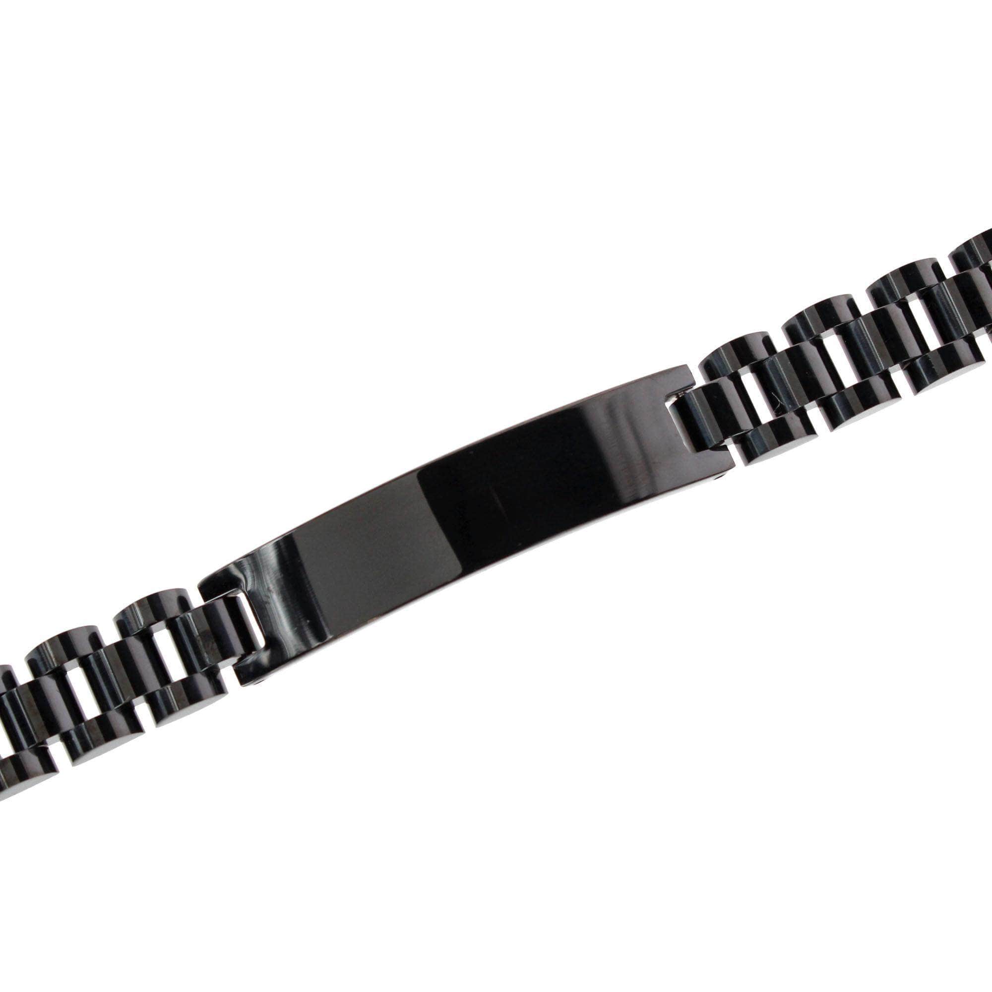 Signet ID Metal Link Bracelet - Black