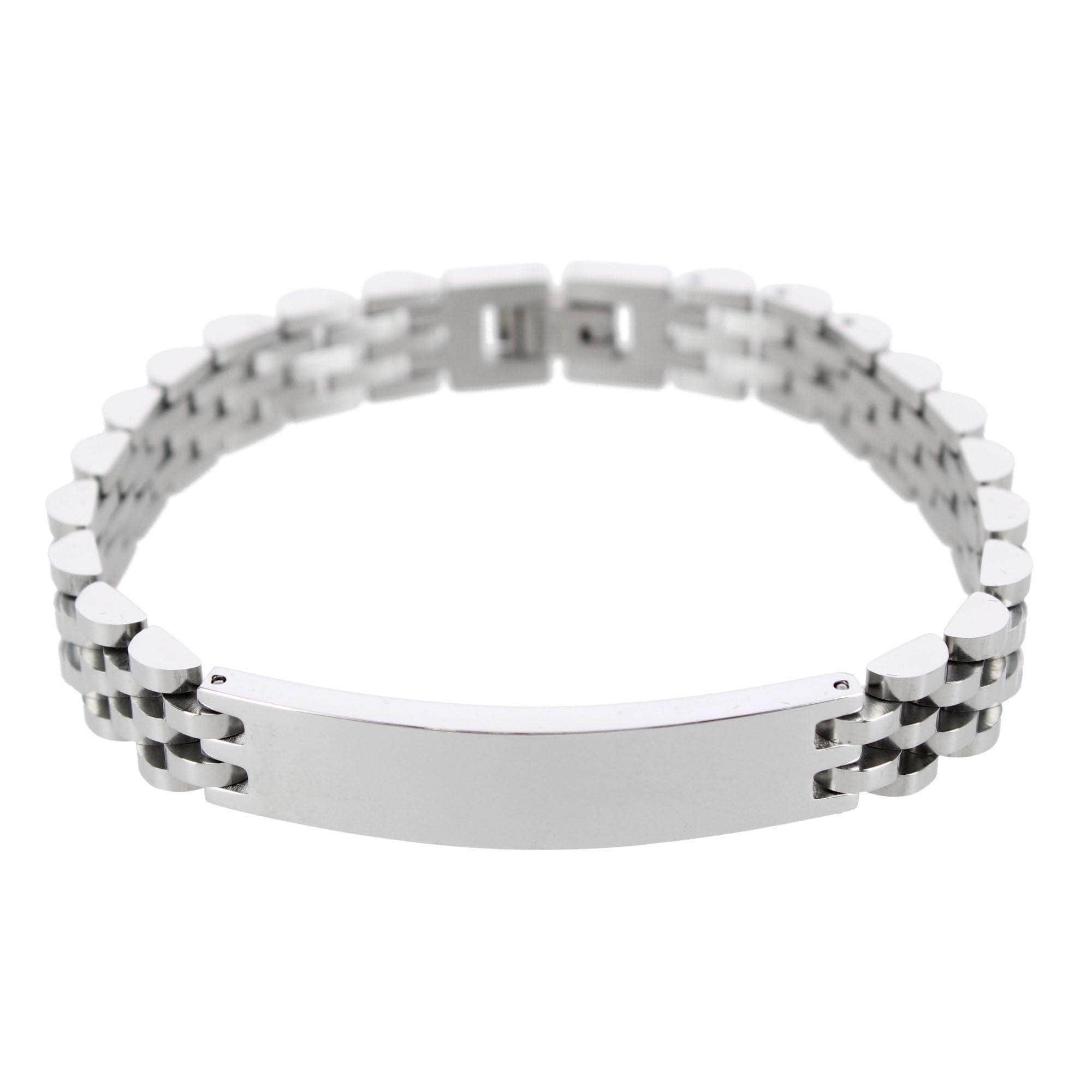 Signet ID Metal Link Bracelet - Silver