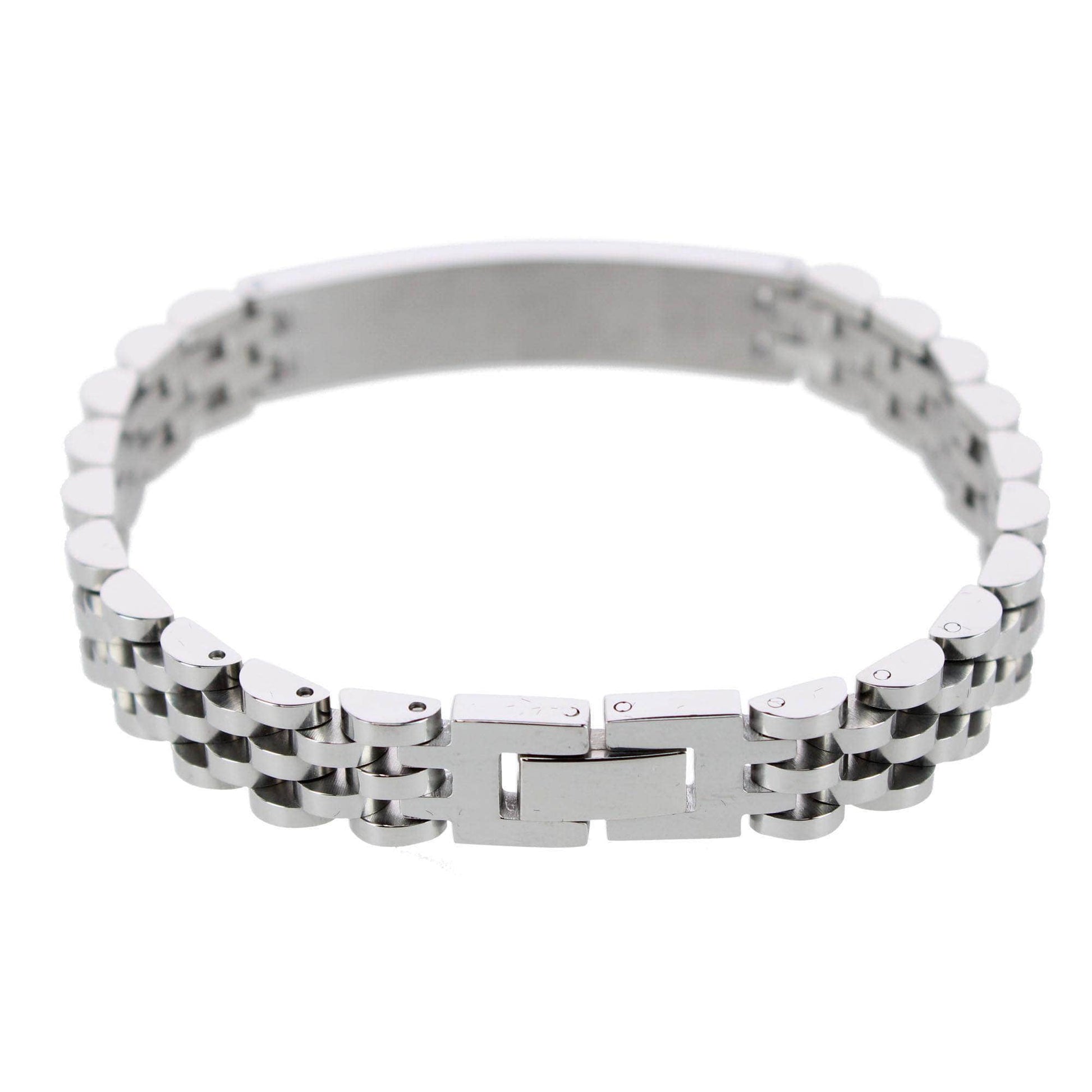 Signet ID Metal Link Bracelet - Silver