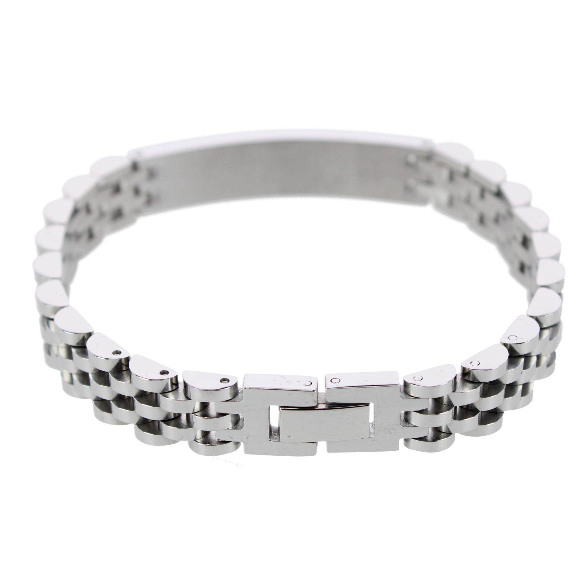 Signet ID Metal Link Bracelet - Silver
