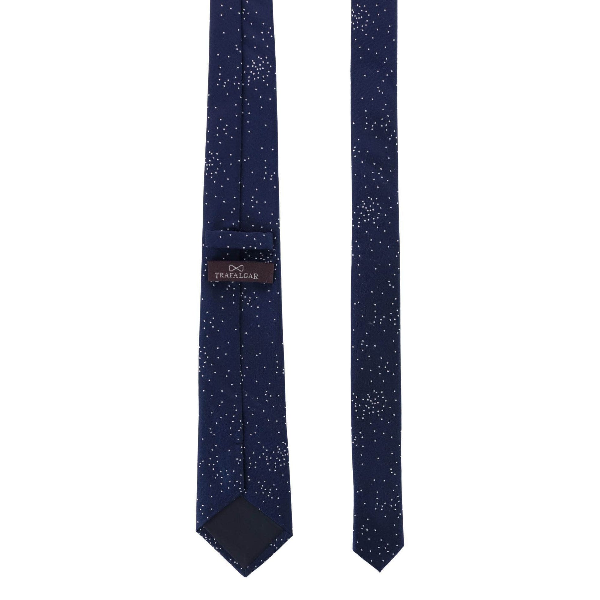Mystere Metallic Star Light Silk Necktie - Black with Silver Metallic