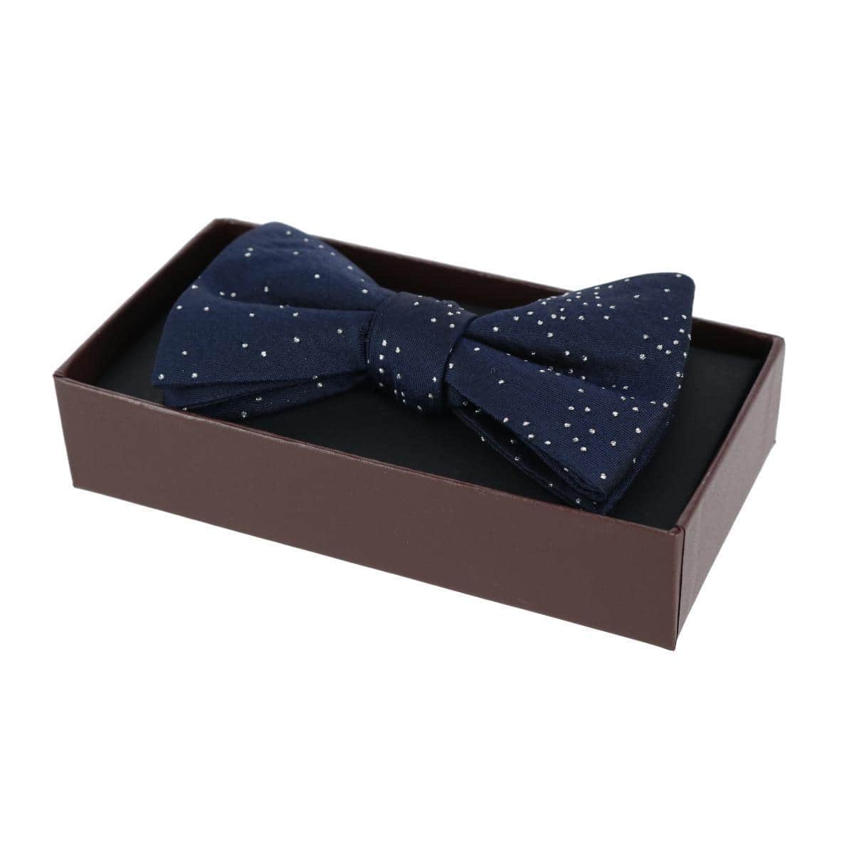 Mystere Metallic Star Light Silk Bow Tie - Navy